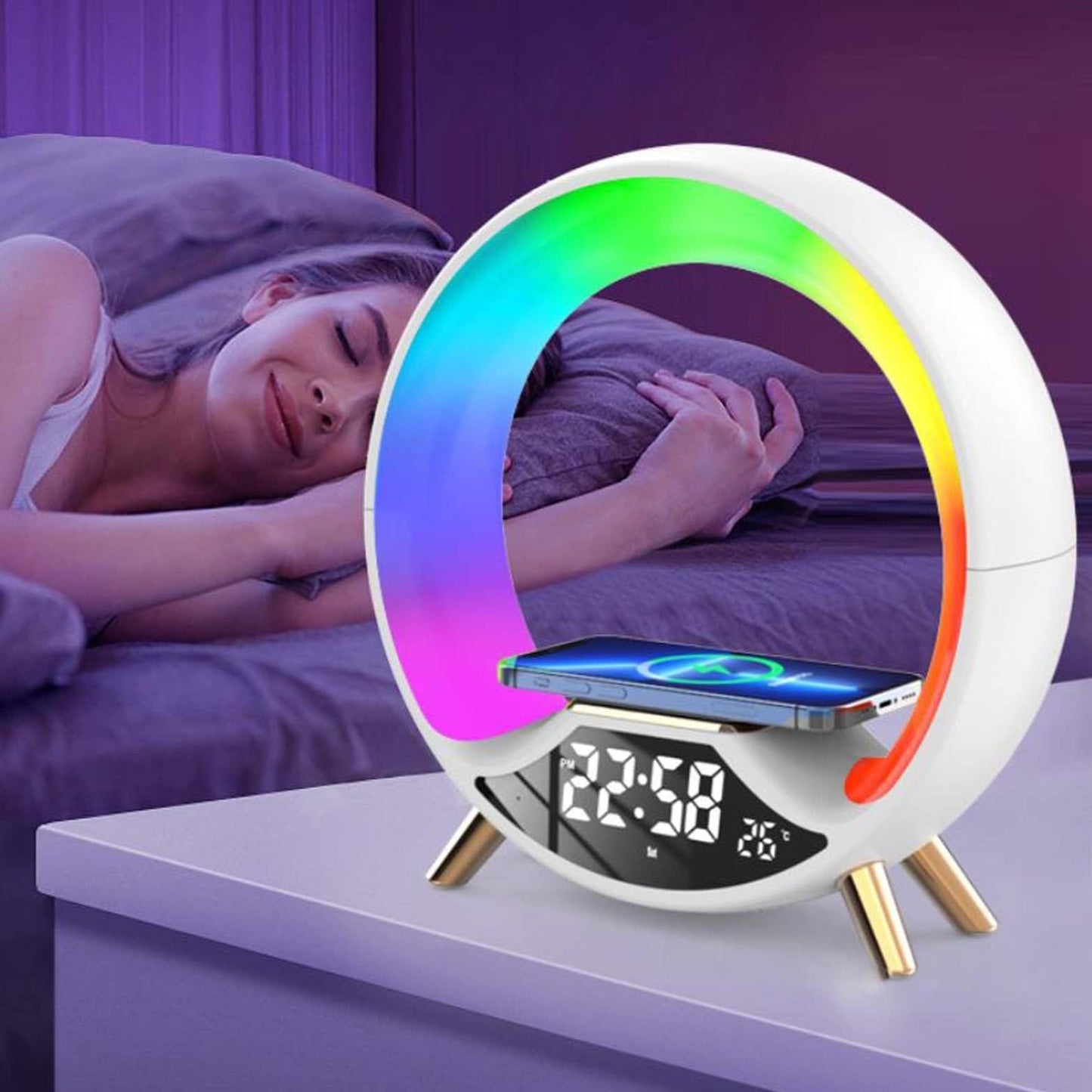 O Light 3-in-1 Wireless Charger, Bluetooth Speaker & Night Lamp