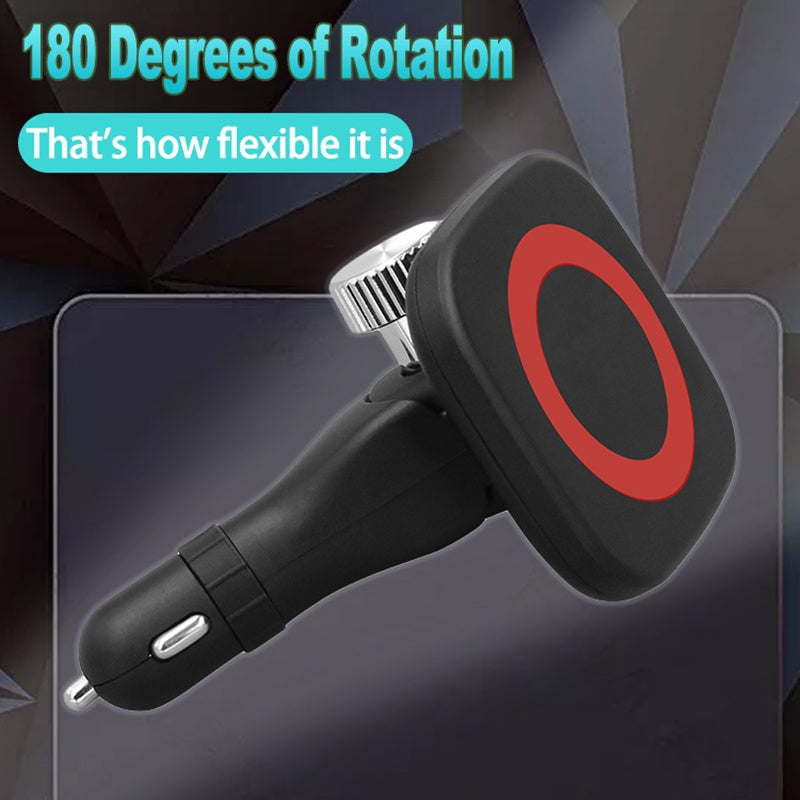 360° roterande magnetisk trådlös billaddare – Qi snabbladdning och telefonhållare
